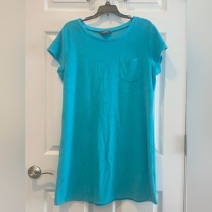 Women’s Lands End Blue Terrycloth Short-Sleeve Bathing Suit Cover-up Size L
